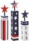 4th of July Decorations Set, Red White Blue Decor, Wooden Patriotic Memorial Day Tiered Tray Decor, Labor Day Decorations, Fourth of July Decoration for Home Office Table (Flag Printed)